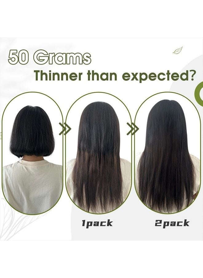 RUNATURE - Brown Clip in Hair Extensions Real Hair 16 Inch Darkest Brown with Light Brown Hair Extensions Remy Human Hair Clip Ins Double Weft Straight Clip in Brown Hair Extensions 3pcs 50g - Image 1
