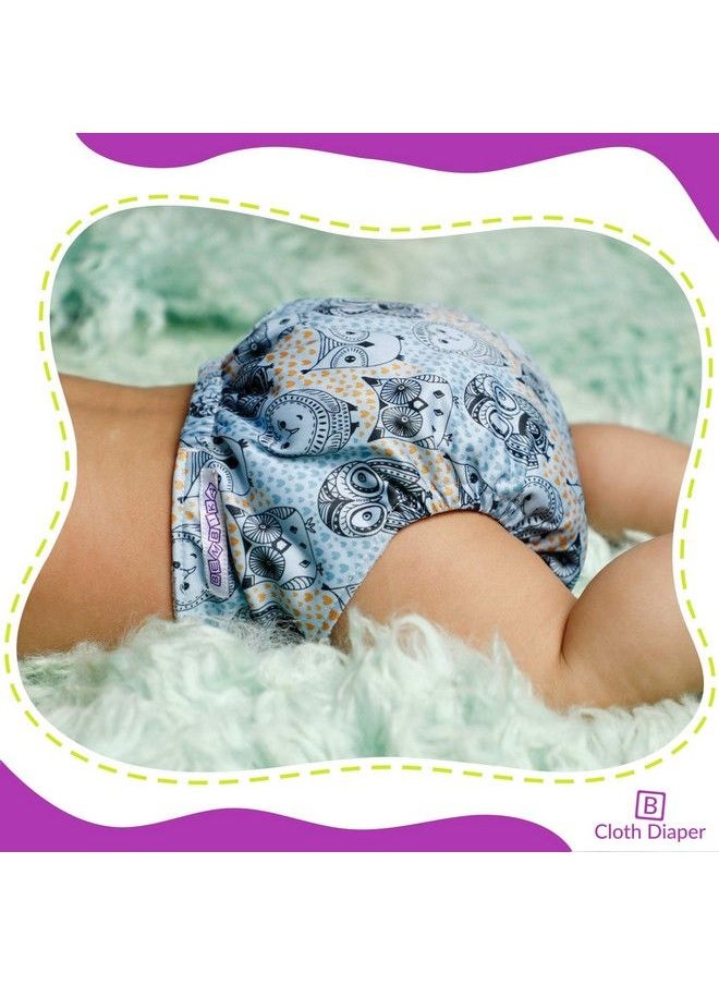 BEMBIKA Cloth Diapers For Babies Washable Reusable Adjustable Sizes (2 Combo) (No Inserts Included)(Animal Doodle + Grey Owl)  - Image 4