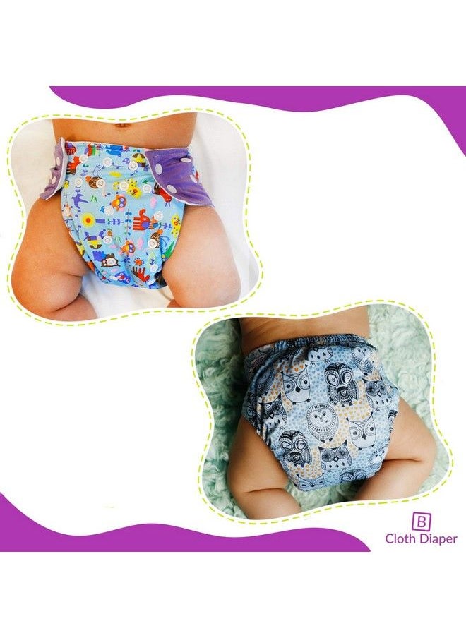 BEMBIKA Cloth Diapers For Babies Washable Reusable Adjustable Sizes (2 Combo) (No Inserts Included)(Animal Doodle + Grey Owl)  - Image 5