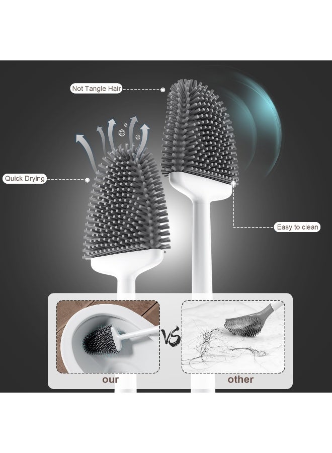 Sellemer مجموعة فرشاة وم holder مرحاض سيلمر - رأس فرشاة مرحاض مرن مع شعيرات سيليكون، حجم مدمج للتخزين والتنظيم، قاعدة مع فتحات تهوية (1 عبوة، أبيض) - Image 3