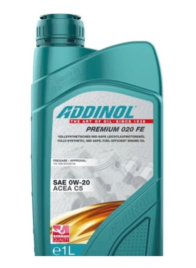 ADDINOL Premium 020 FE is a fully-synthetic, fuel-efficient high-performance engine oil in SAE-grade 0W-20  Germany engine oil