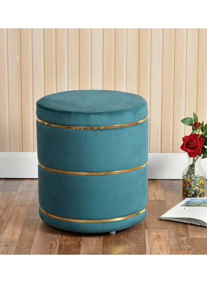 Pouffes Sitting Stool for Living Room - Puffy Wooden Ottoman Stools Poof Footstool Pouf for Office Home Decor, Sea Green - Image 1