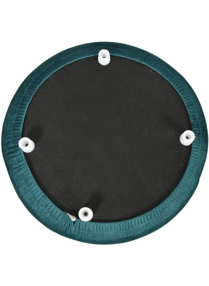 Pouffes Sitting Stool for Living Room - Puffy Wooden Ottoman Stools Poof Footstool Pouf for Office Home Decor, Sea Green - Image 4