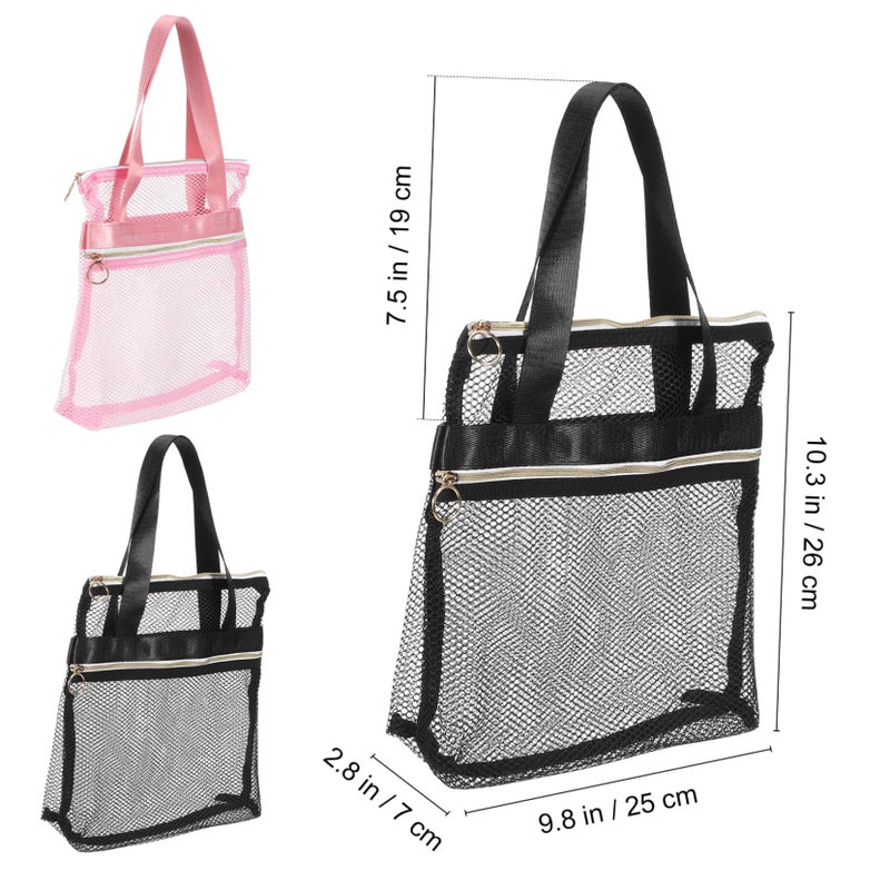Portable Quick Dry Mesh Toiletry Bag 2 Pack Shower Handle Gym Travel Pink - Image 3