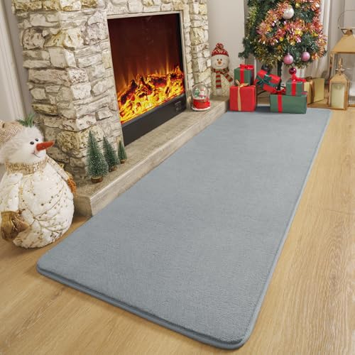 Amearea Modern Soft Hallway Runner Rug, 2x6 Feet Washable Runner Rugs for Hallway, Grey Fluffy Rug Bedroom Bedside Rugs, Non Slip Memory Foam Rug Carpet for Entrance Kitchen Living Room Decor - Image 4