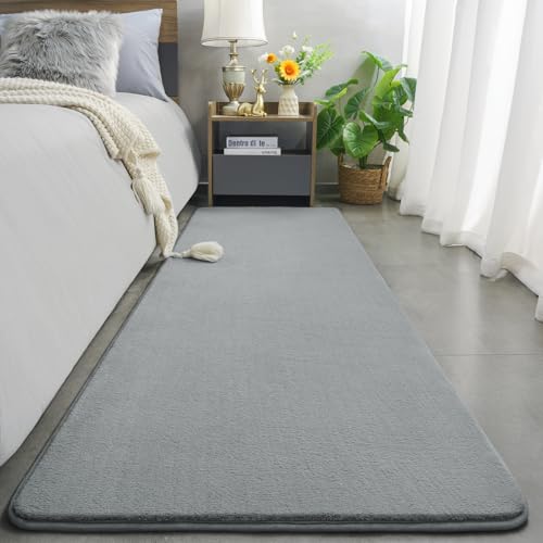 Amearea Modern Soft Hallway Runner Rug, 2x6 Feet Washable Runner Rugs for Hallway, Grey Fluffy Rug Bedroom Bedside Rugs, Non Slip Memory Foam Rug Carpet for Entrance Kitchen Living Room Decor - Image 2