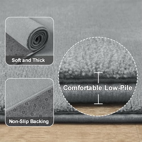 Amearea Modern Soft Hallway Runner Rug, 2x6 Feet Washable Runner Rugs for Hallway, Grey Fluffy Rug Bedroom Bedside Rugs, Non Slip Memory Foam Rug Carpet for Entrance Kitchen Living Room Decor - Image 3