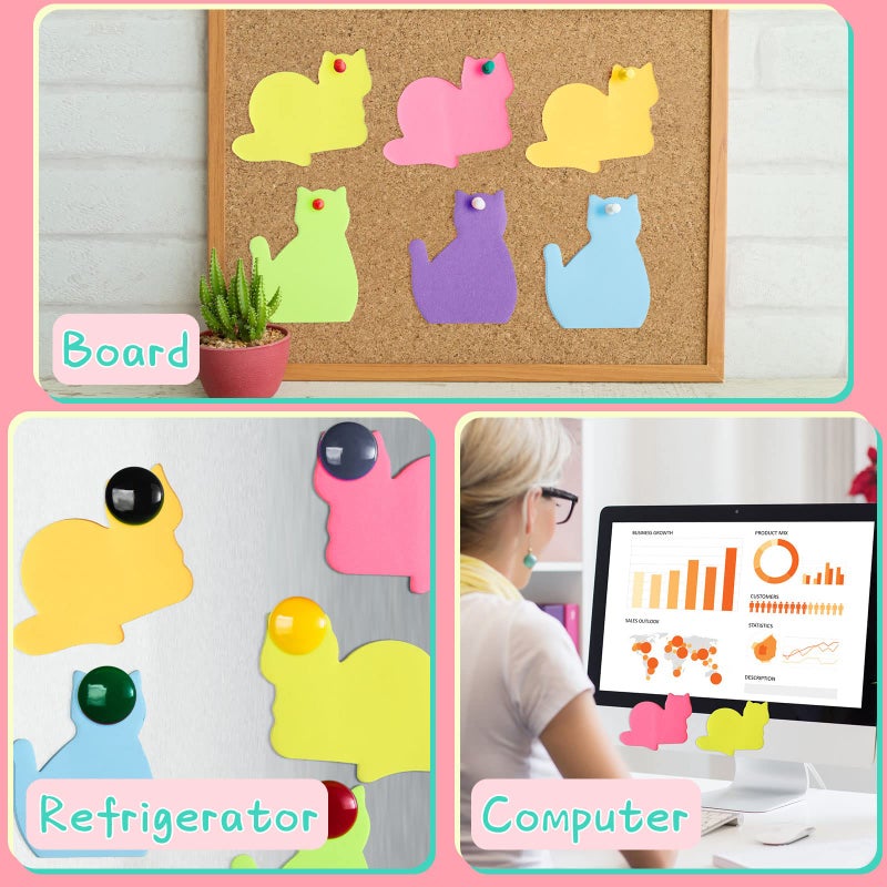 Nezyo 42 Pack Cat Stationery Set Office Supplies 6 Color Cute Cats Sticky Notes 30 Pcs Kitty Paper Clips 6 Pcs Kitty Pens Lover Gift Lovely Desk Accessories For Work School Office Supplies(Cute Cat) - Image 3