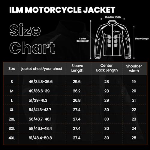 ILM Motorcycle Jacket with CE Armor for Men Enduro Touring Dualsport Riding Water Resistant Textile All-weather White, L - Image 5