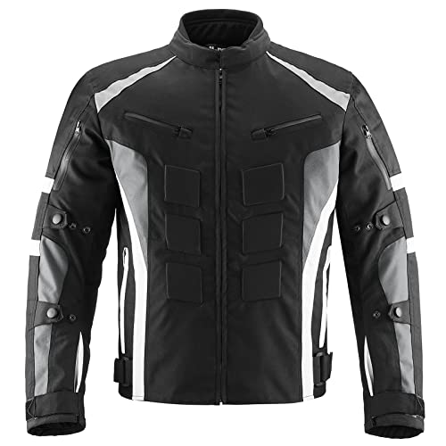 ILM Motorcycle Jacket with CE Armor for Men Enduro Touring Dualsport Riding Water Resistant Textile All-weather White, L - Image 1