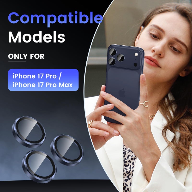 Tensea Camera Lens Protector Compatible for iPhone 17 Pro Max/17 Pro, Metal Aluminum Alloy Tempered Glass Cover Camera Screen Protector Accessories, Case Friendly - Image 2