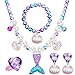 Jadive Mermaid Jewelry Set for Girls 4 Pcs Mermaid Necklace Bracelet Ring Earrings for Kids Little Girls Christmas Halloween Dress up Pretend Play Supplies Birthday GiftsCute StylePurple - Image 3
