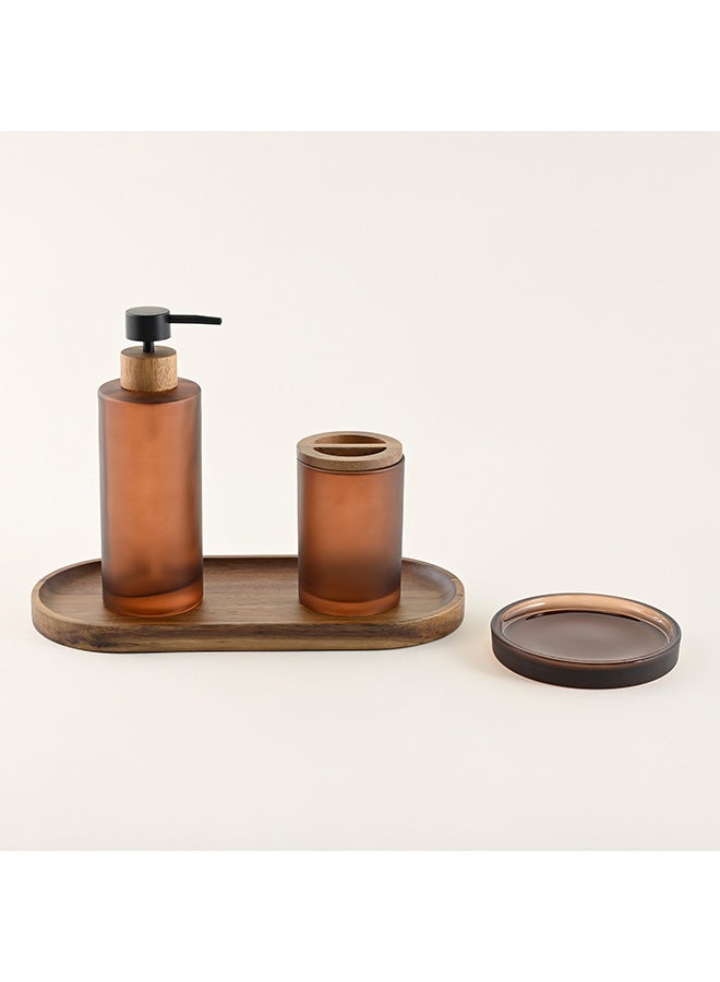 Homez 4Pcs Resin Bathroom Accessories Set In Brown - Image 1