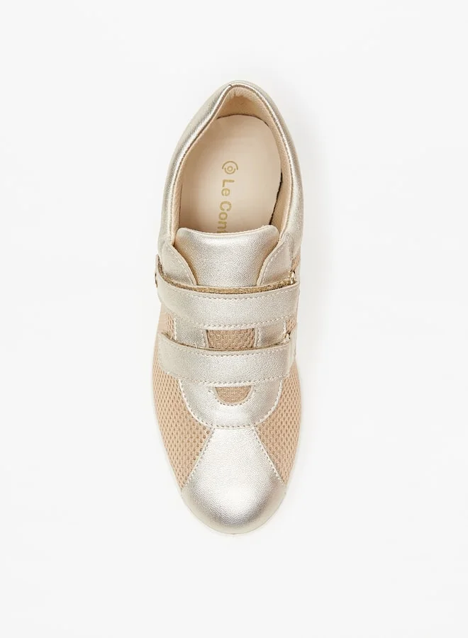 لو كونفورت Women's Panelled Wedge Heel Shoes with Hook and Loop Closure
