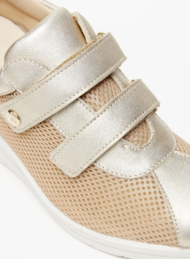 لو كونفورت Women's Panelled Wedge Heel Shoes with Hook and Loop Closure