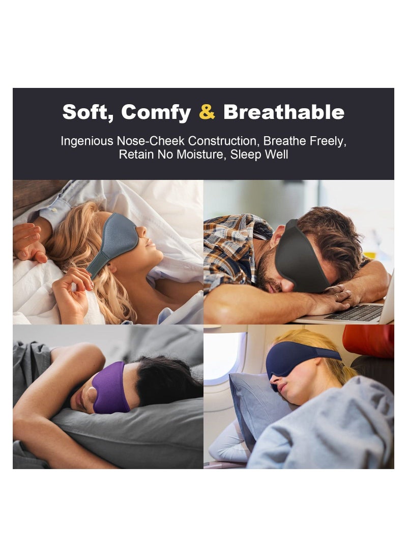 SYOSI SYOSI, 3D Contoured Sleeping Eye Mask for Light Blocking, Comfortable Adjustable Protector Sleep Mask for Travel Yoga with 2 Box Earplug - Image 4