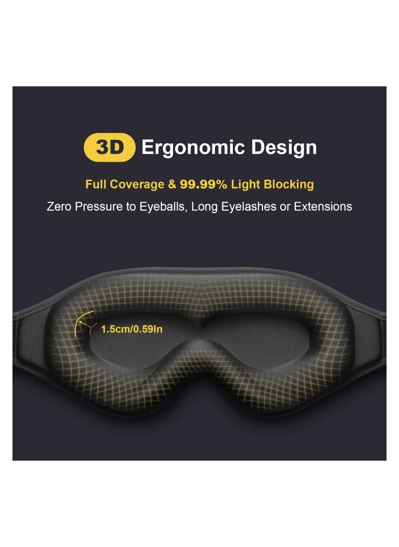 SYOSI SYOSI, 3D Contoured Sleeping Eye Mask for Light Blocking, Comfortable Adjustable Protector Sleep Mask for Travel Yoga with 2 Box Earplug - Image 2