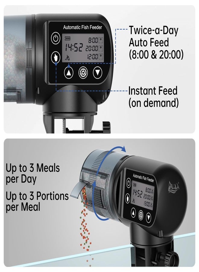 AQQA Automatic Fish Feeder 200ML, Programmable LCD Timer Auto Aquarium Feeder, Moisture-Proof Silent Fish Food Dispenser, Vacation Auto Feeder for Small Tank Betta Fish Turtle - Image 2