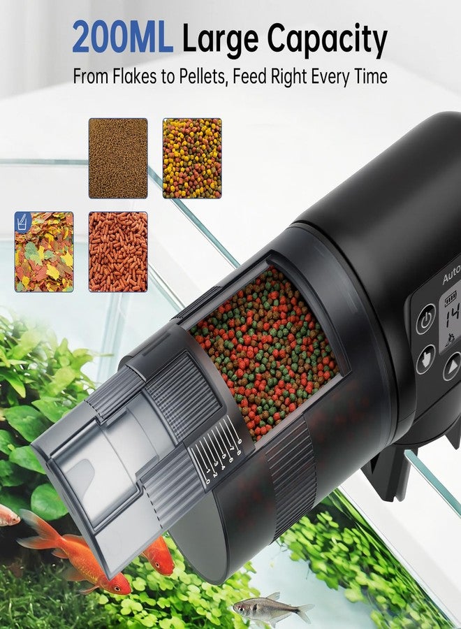 AQQA Automatic Fish Feeder 200ML, Programmable LCD Timer Auto Aquarium Feeder, Moisture-Proof Silent Fish Food Dispenser, Vacation Auto Feeder for Small Tank Betta Fish Turtle - Image 4