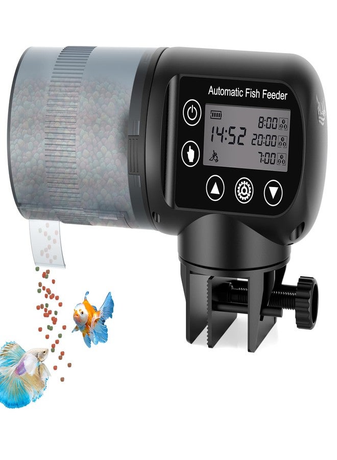 AQQA Automatic Fish Feeder 200ML, Programmable LCD Timer Auto Aquarium Feeder, Moisture-Proof Silent Fish Food Dispenser, Vacation Auto Feeder for Small Tank Betta Fish Turtle - Image 1
