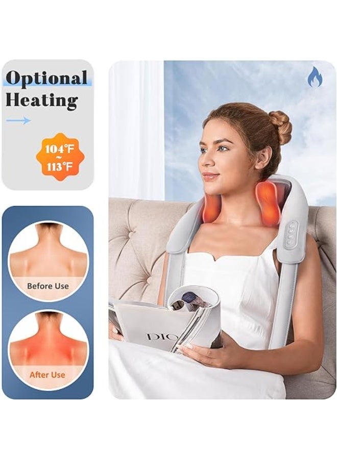 Cordless 4D Deep Kneading Shiatsu Neck Massager With Heat for Neck Shoulders Back and Legs Gray - Image 5