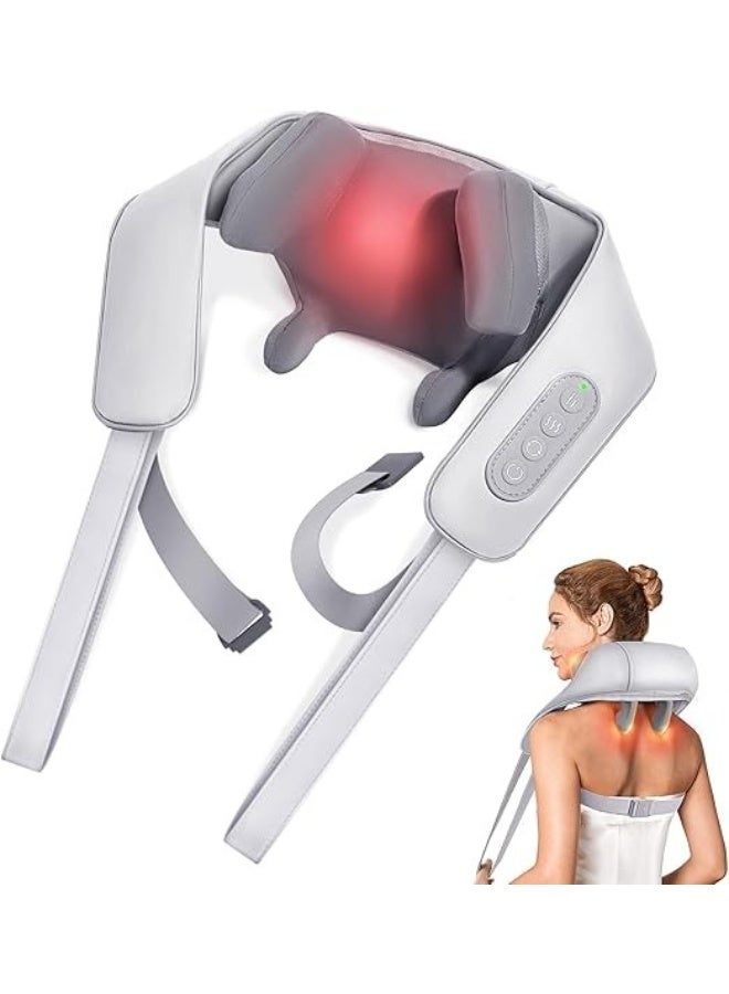 Cordless 4D Deep Kneading Shiatsu Neck Massager With Heat for Neck Shoulders Back and Legs Gray - Image 1