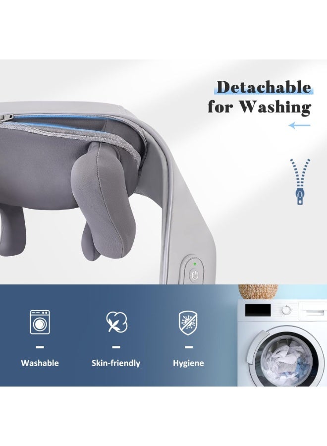 Cordless 4D Deep Kneading Shiatsu Neck Massager With Heat for Neck Shoulders Back and Legs Gray - Image 4