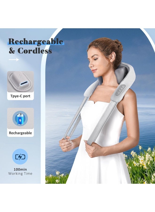 Cordless 4D Deep Kneading Shiatsu Neck Massager With Heat for Neck Shoulders Back and Legs Gray - Image 3