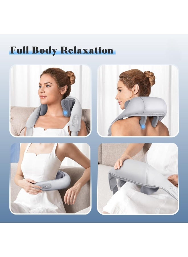 Cordless 4D Deep Kneading Shiatsu Neck Massager With Heat for Neck Shoulders Back and Legs Gray - Image 2