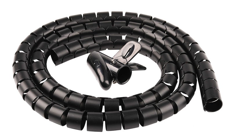 Chengsi Cable Sleeve Organizer Cord Wire Wrap Coiled Tube Cable Management Sleeve for Home Office PC TV (Black Length59inches Diameter1.1inches) - Image 1