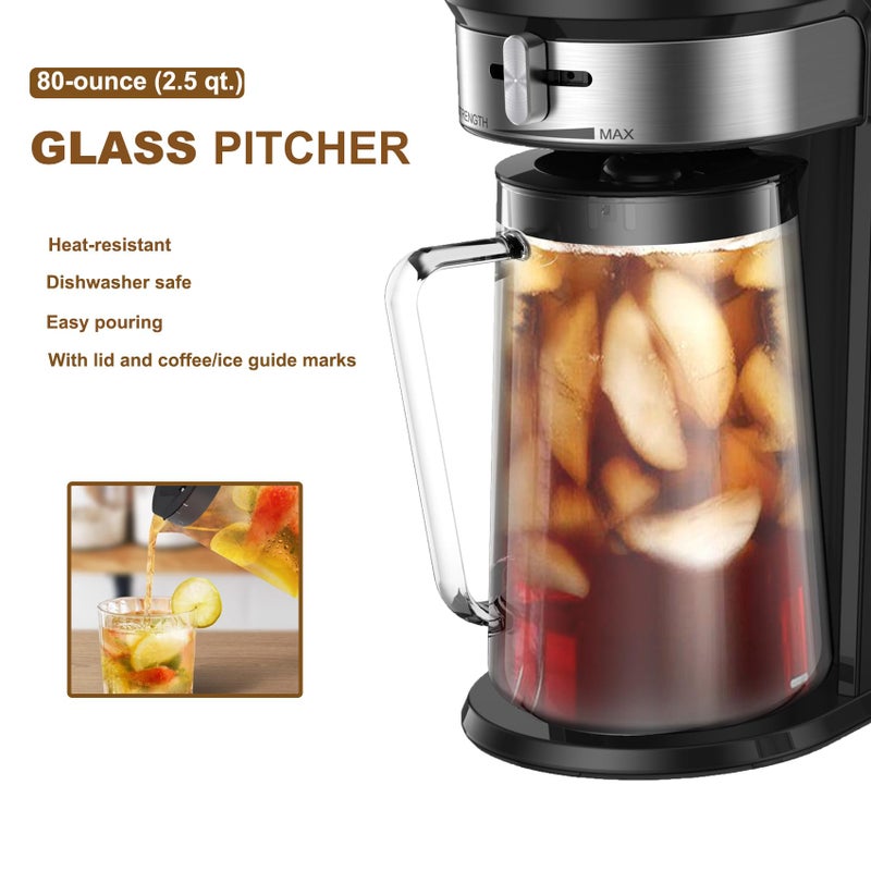 LITIFO Iced Tea Pitcher With Lid for Litifo Iced Tea & Coffee Maker, 2.5-quart, Glass - Image 2