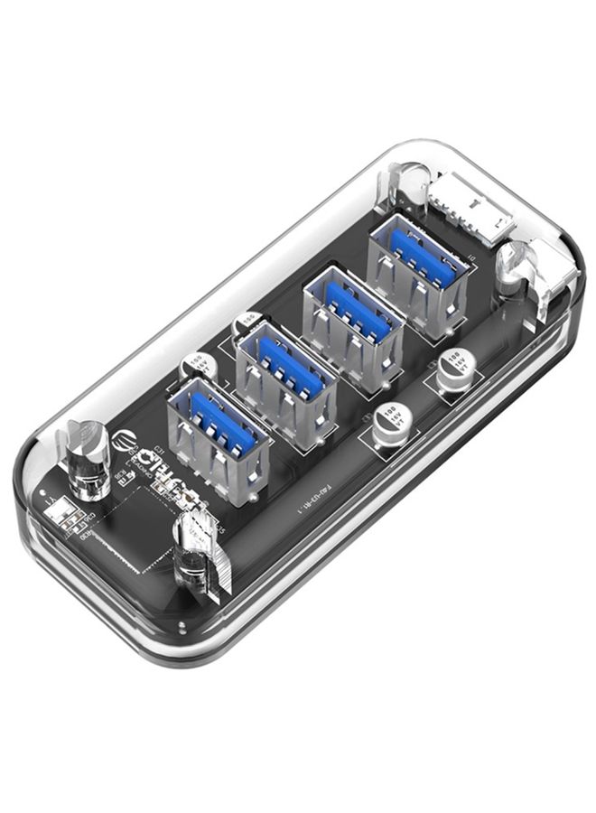 BURAQ ORICO F4U 4 x USB 3.0 Ports 5Gbps Fast Transmission Desktop HUB with Blue LED Indicator Light(Transparent) - Image 1