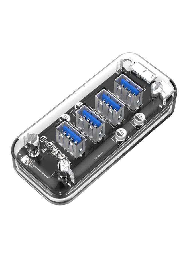 BURAQ ORICO F4U 4 x USB 3.0 Ports 5Gbps Fast Transmission Desktop HUB with Blue LED Indicator Light(Transparent) - Image 2