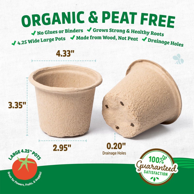Back to The Roots Organic & PLANTABLE 4.25" Wide Seed Starting POTS (8 CT) - Image 3