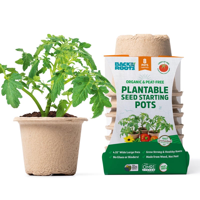 Back to The Roots Organic & PLANTABLE 4.25" Wide Seed Starting POTS (8 CT) - Image 1