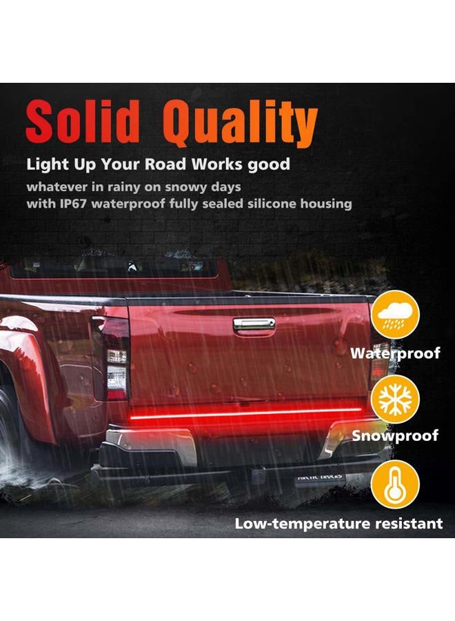 Nanpoku 48 Inch Tailgate Light Bar Triple Row Tail Light Bar for Pickup Trailer SUV RV Van Full Function Red Brake White Reverse Amber Turn Signal Double Flash Light No Drill Install (48 inch) - Image 5