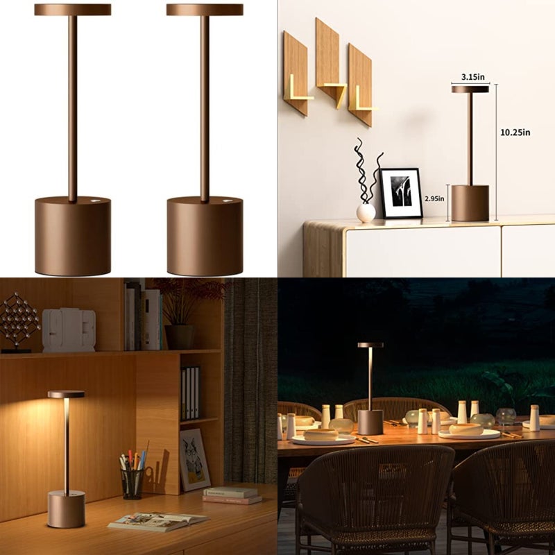 Cordless Table Lamp Rechargeable, Battery Powered LED Outdoor Table Light 3 Color Stepless Dimming, 72Hrs Long Lasting Battery Operated, Portable Waterproof Touch for Patio Restaurant Dining - Image 1