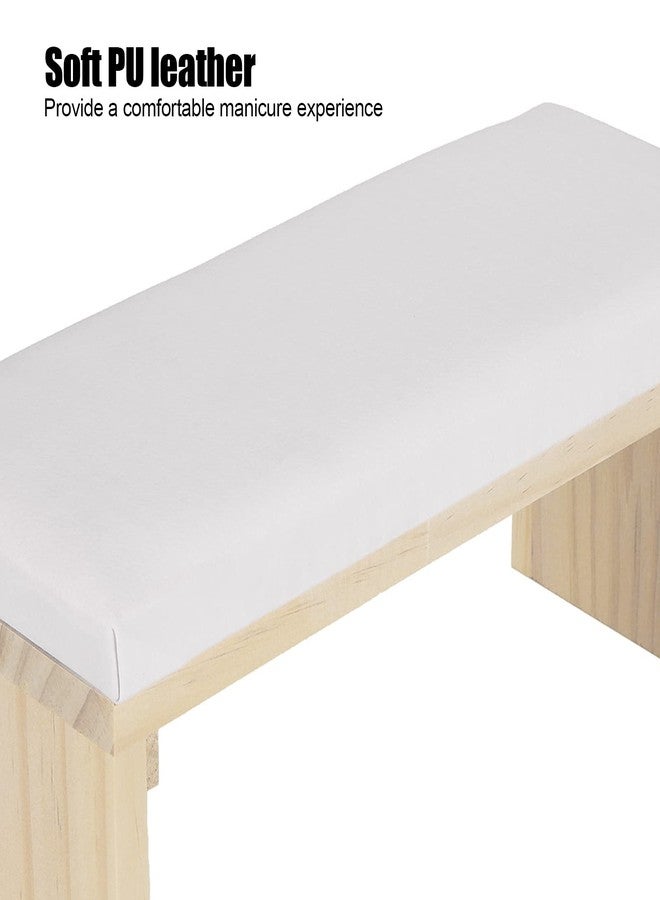 Yinhing Nail Arm Rest,Nail Art Hand Pillow Mat Nail Polishing Arm Rest Pillow Manicure Hand Rest Cushion, PU Leather Nail Art Pillow Nail Arm Rest Cushion Wooden Stand for Salon Home DIY(white) - Image 3
