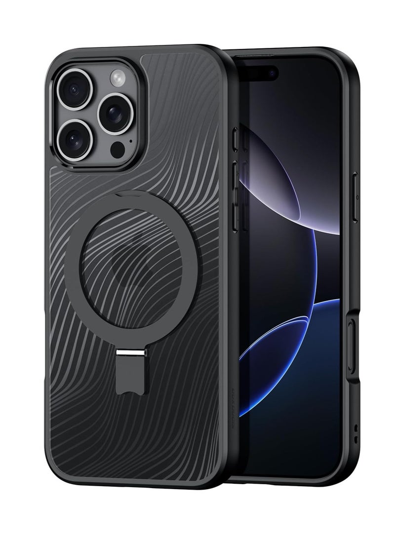 Aookay Case for iPhone 16 Pro Max, PC Magnetic Adsorption Wireless Charging Shell with Ring Holder Lens Protection Anti-Fingerprint TPU Frosted Cover - Image 1