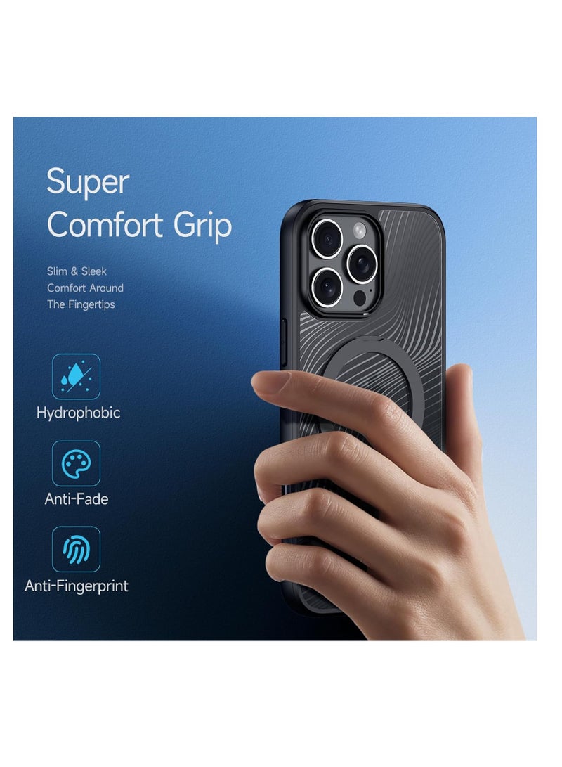 Aookay Case for iPhone 16 Pro Max, PC Magnetic Adsorption Wireless Charging Shell with Ring Holder Lens Protection Anti-Fingerprint TPU Frosted Cover - Image 4