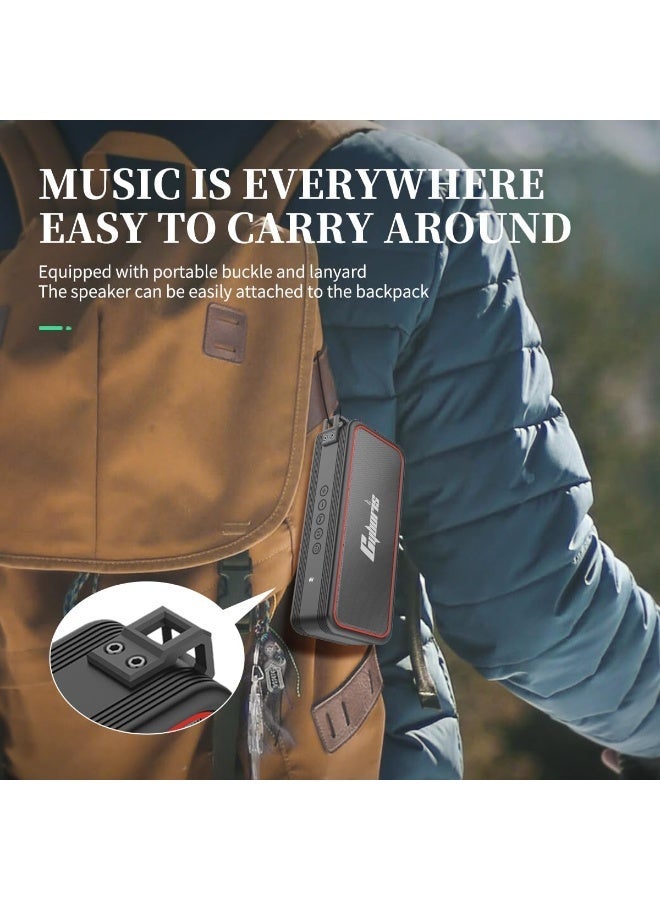 سايبوريس مكبر صوت بلوتوث محمول 20 واط، مكبر صوت لاسلكي مقاوم للماء بمعيار IPX7 مع تقنية TWS ستيريو وميكروفون مدمج، مكبر صوت خارجي مناسب للشاطئ والسفر والمنزل - Image 5