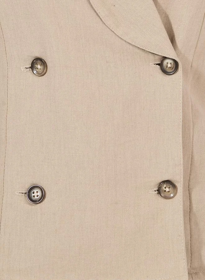 Styli Regular Length Lapel Collar Blazer Top with Buttons