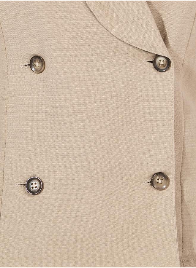 Styli - Regular Length Lapel Collar Blazer Top with Buttons - Image 1