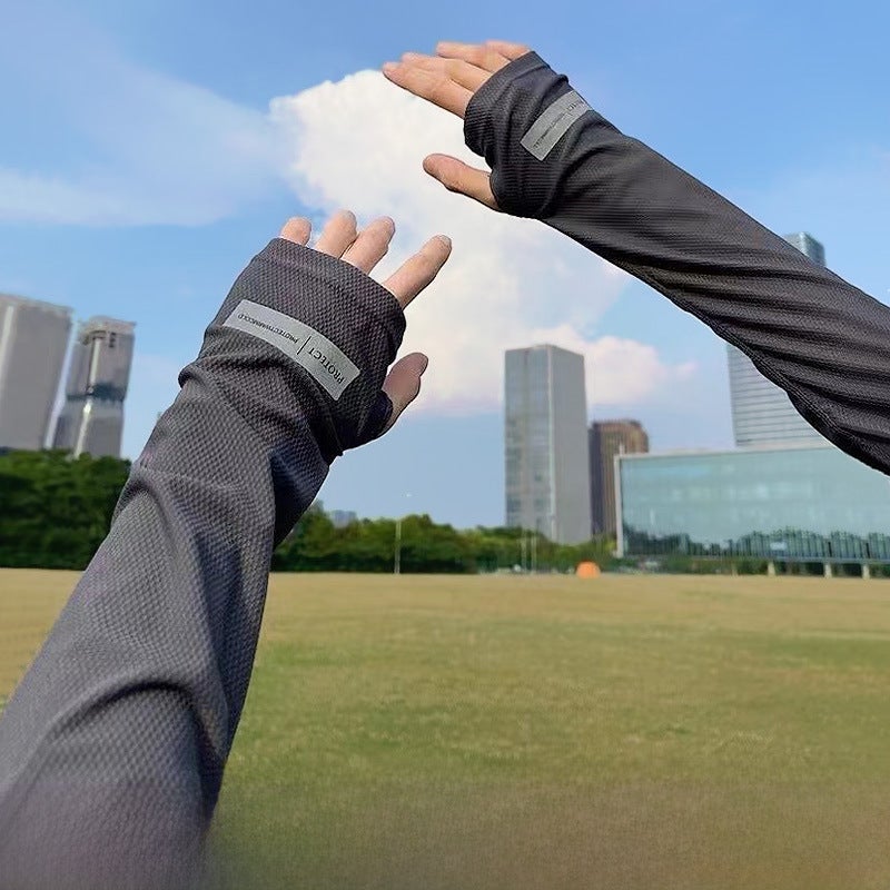 Mens Loose Cooling Arm Sleeves UV Protection Light gray  - Image 4