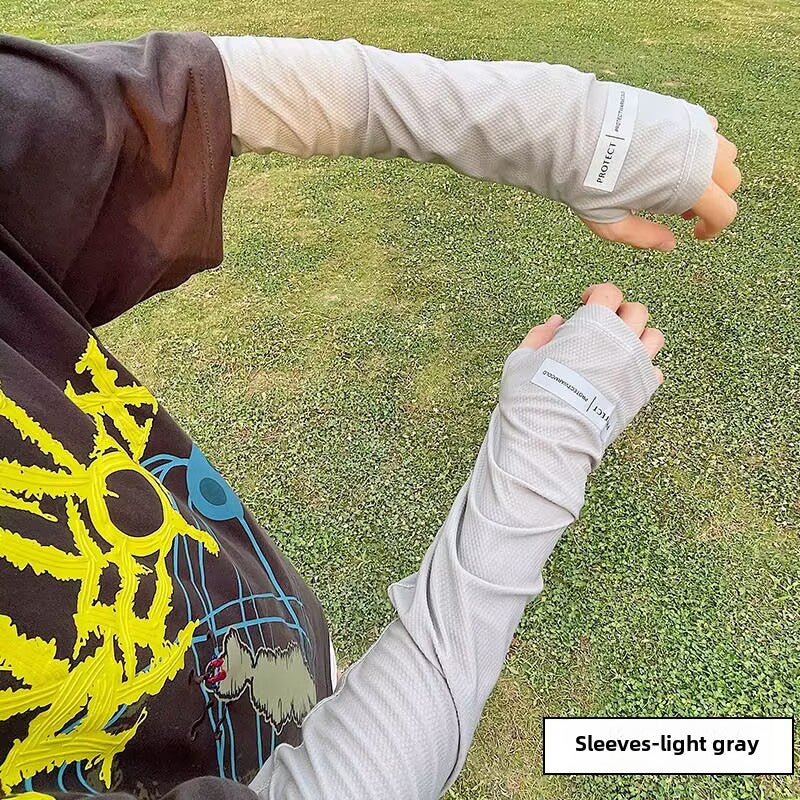 Mens Loose Cooling Arm Sleeves UV Protection Light gray  - Image 1