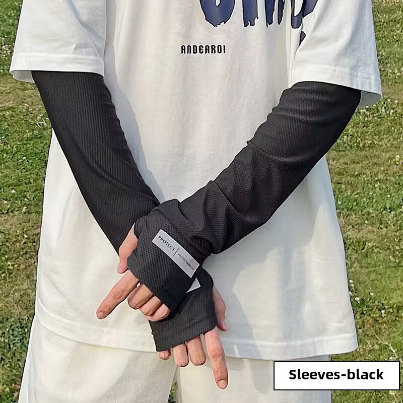Mens Loose Cooling Arm Sleeves UV Protection Light gray  - Image 2