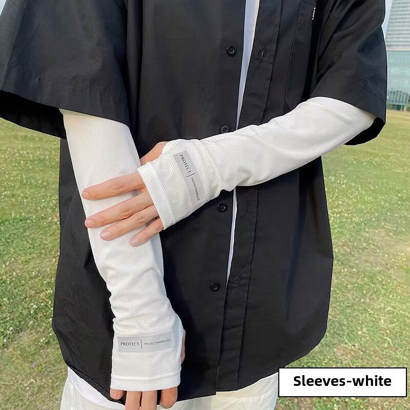 Mens Loose Cooling Arm Sleeves UV Protection Light gray  - Image 3