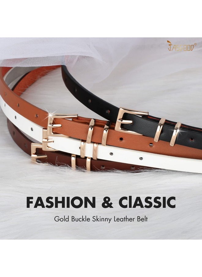 JASGOOD - 4 Pack Women Skinny Leather Belt Thin Waist Belt With Gold Buckle For Jeans Pants Dress - Image 1