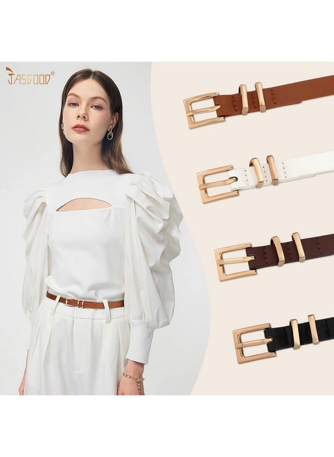 JASGOOD - 4 Pack Women Skinny Leather Belt Thin Waist Belt With Gold Buckle For Jeans Pants Dress - Image 1