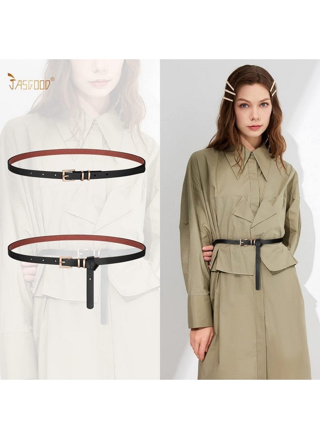 JASGOOD - 4 Pack Women Skinny Leather Belt Thin Waist Belt With Gold Buckle For Jeans Pants Dress - Image 1
